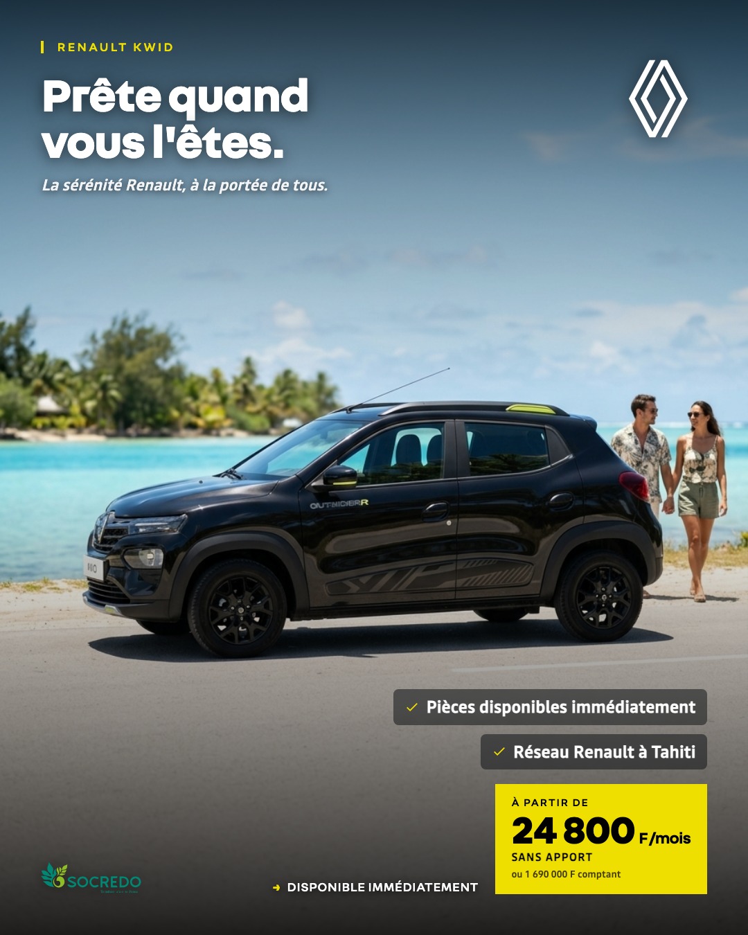 KWID Noir : profil au bord du lagon, couple