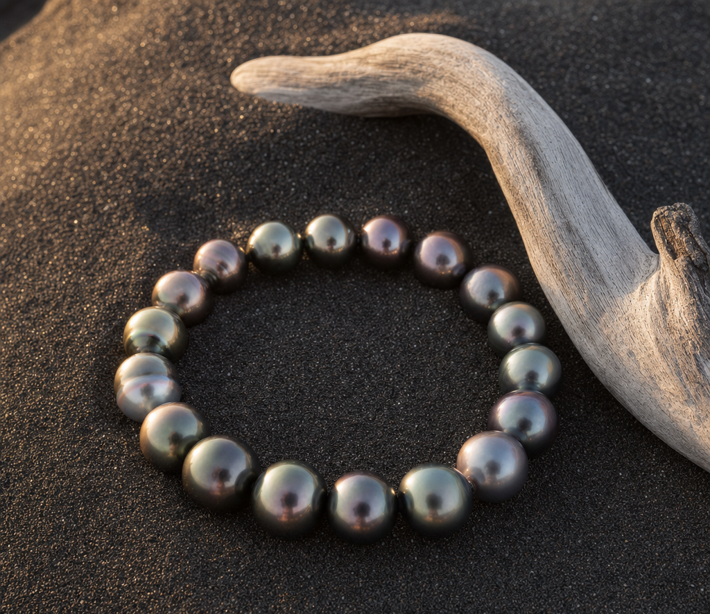 Bracelet Crescendo perles multicolores sable noir bois flotte