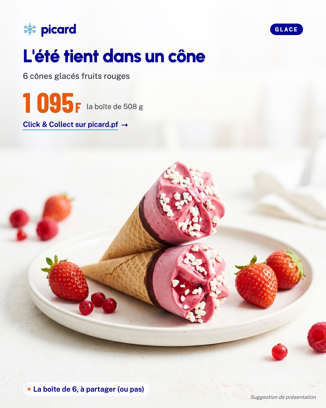 Picard : cones glaces fruits rouges