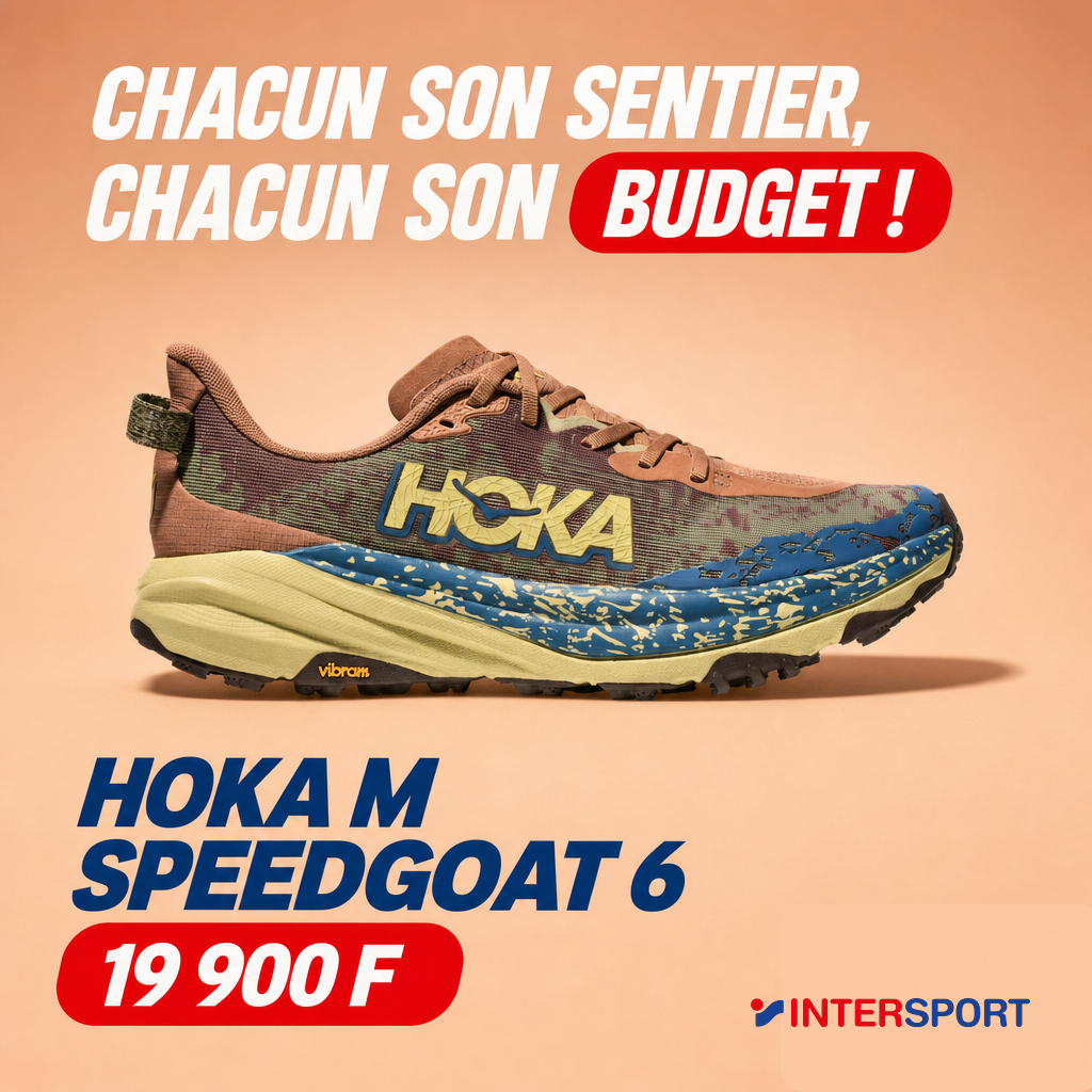 Intersport : Hoka Speedgoat 6 Maple 19 900 F packshot studio