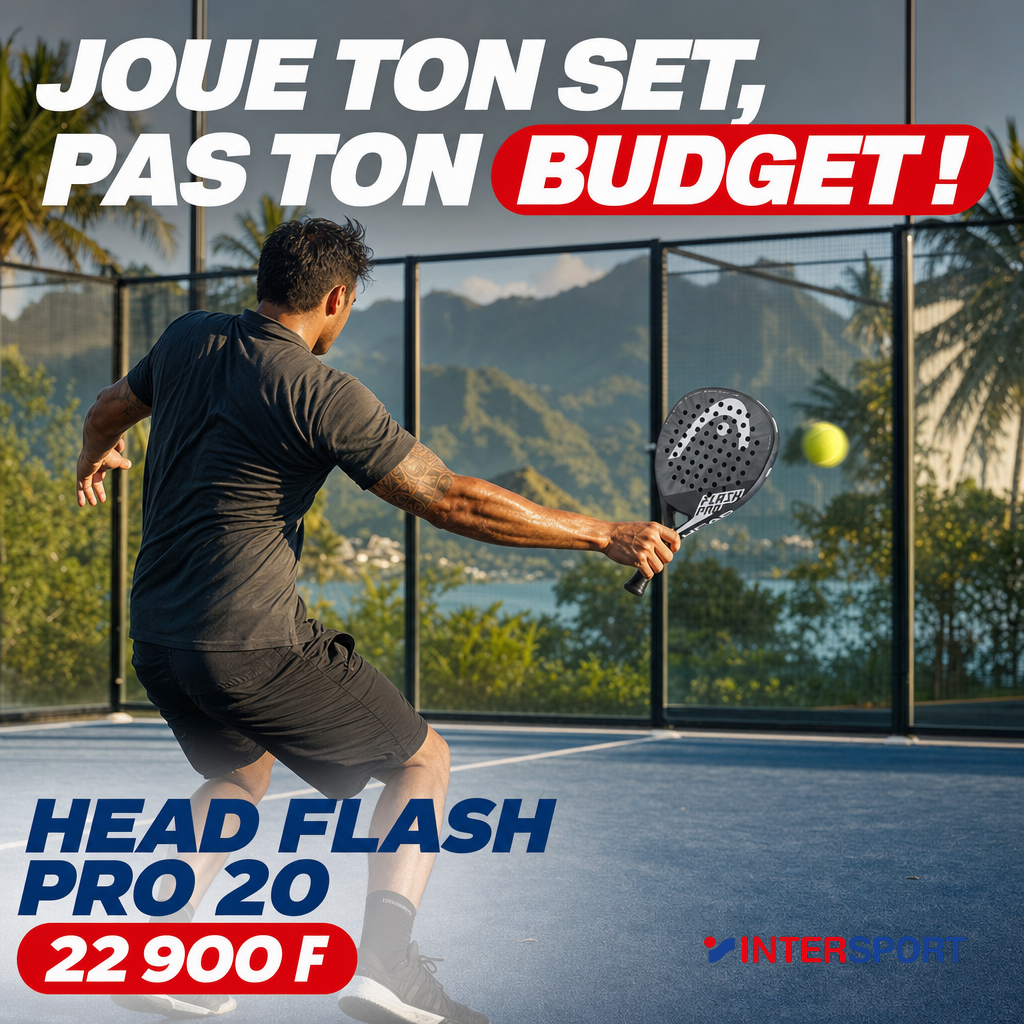 Intersport : Head Flash Pro 20 padeliste polynesien court Tahiti