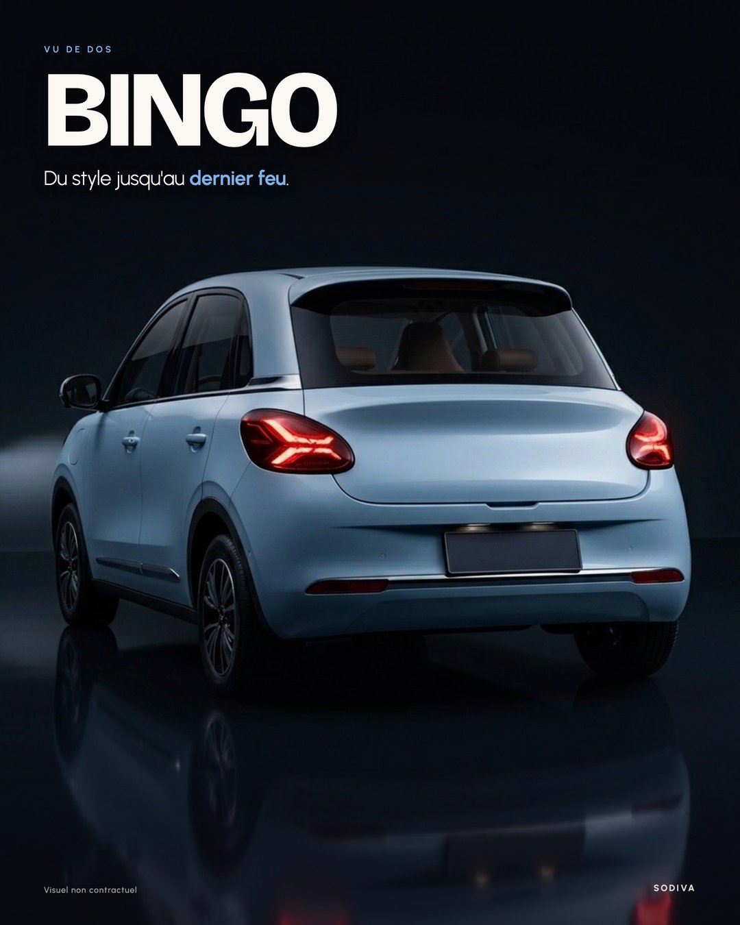 Wuling Bingo : vue de dos, signature feux